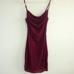 Windsor Sequin Cowl Neck Dress in Red